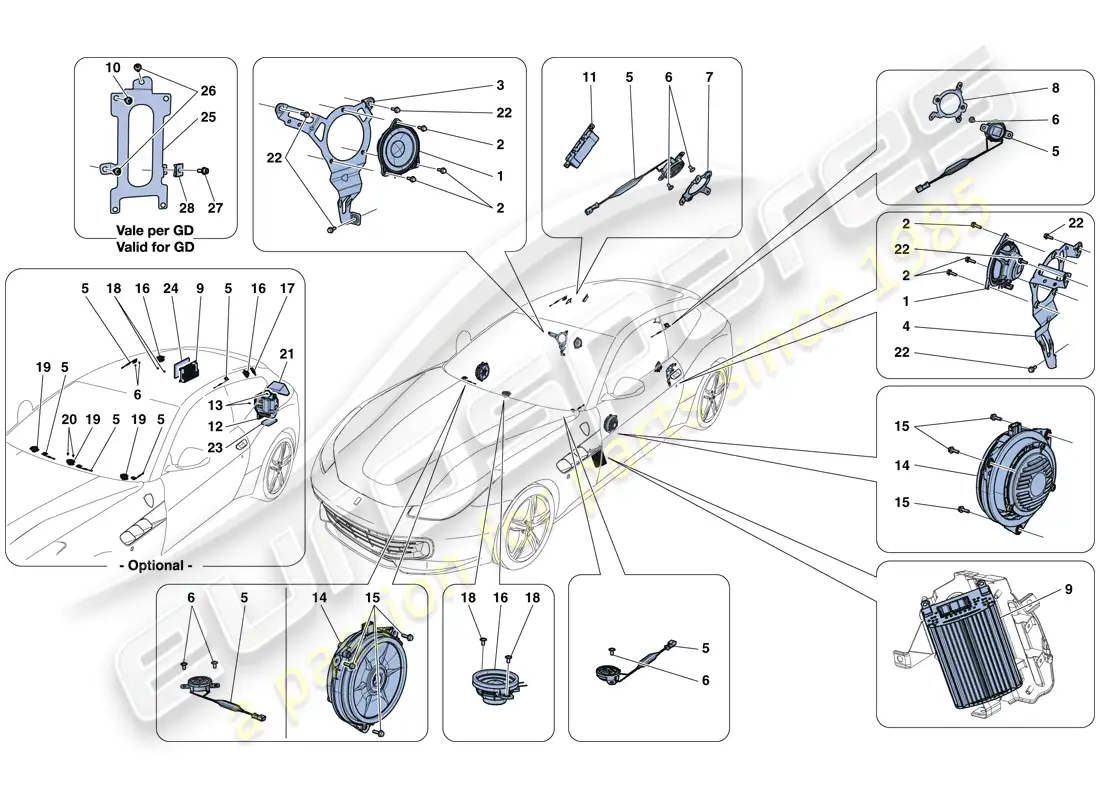 ferrari gtc4 lusso (europe) audio speaker system parts diagram