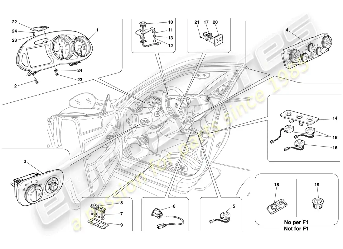 ferrari 599 gtb fiorano (usa) instrumentation parts diagram