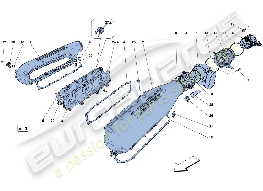 ferrari 458 italia (europe) intake manifold cover parts diagram