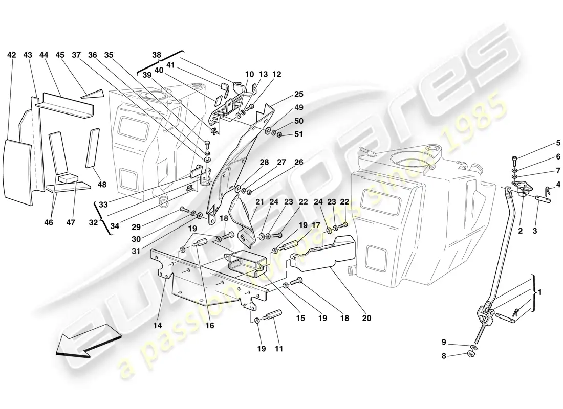ferrari f430 spider (rhd) fuel tanks - fasteners and guards parts diagram