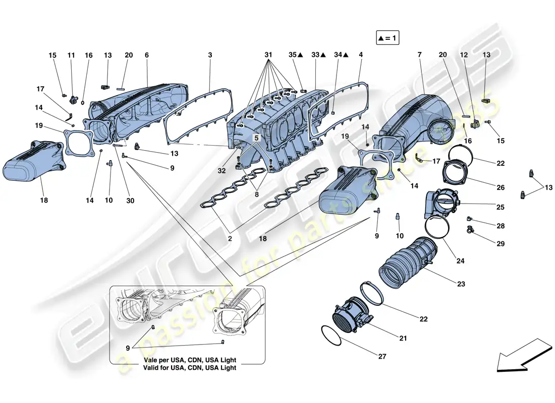 ferrari f12 berlinetta (usa) intake manifold parts diagram