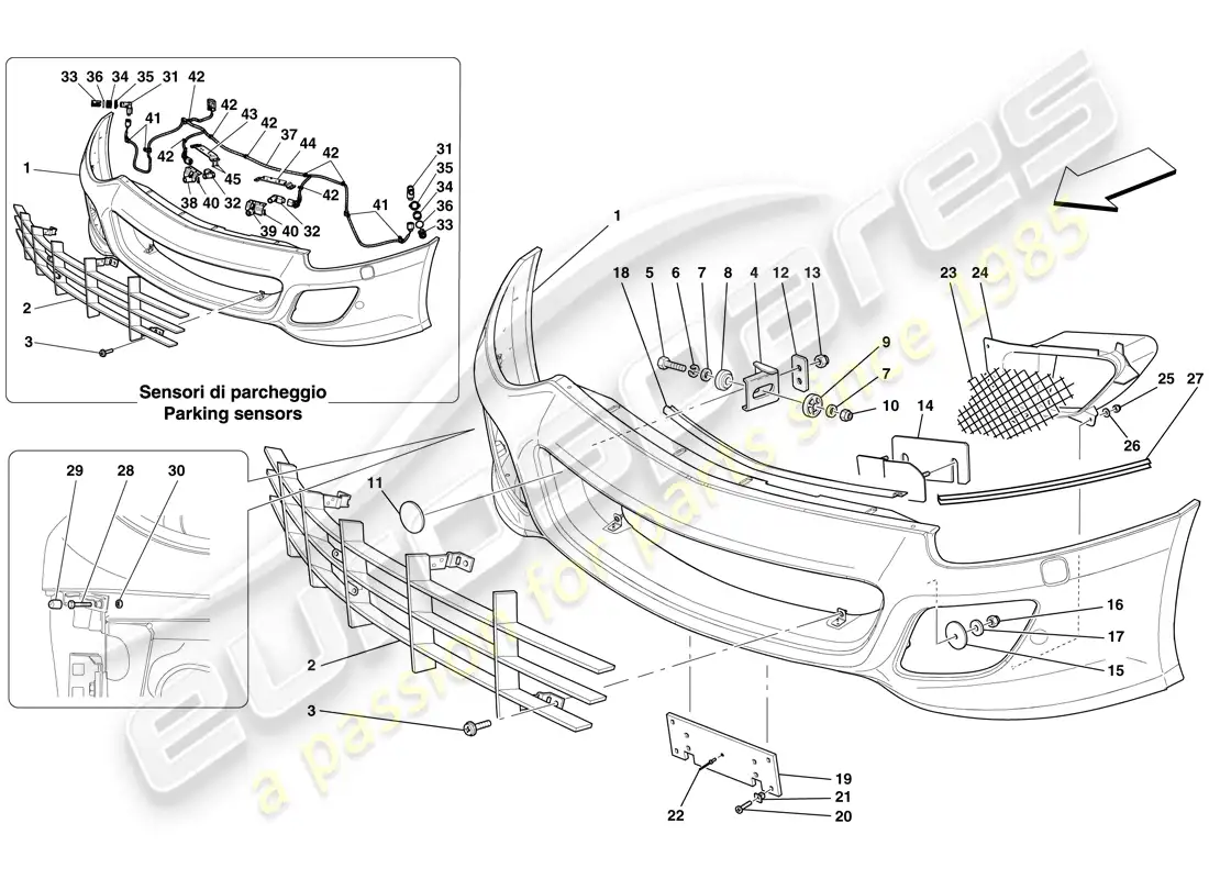ferrari 599 sa aperta (rhd) front bumper parts diagram
