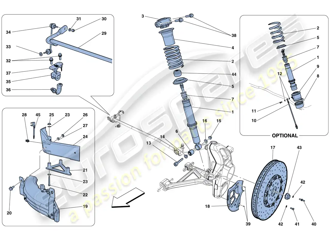 ferrari f12 berlinetta (usa) front suspension - shock absorber and brake disc parts diagram