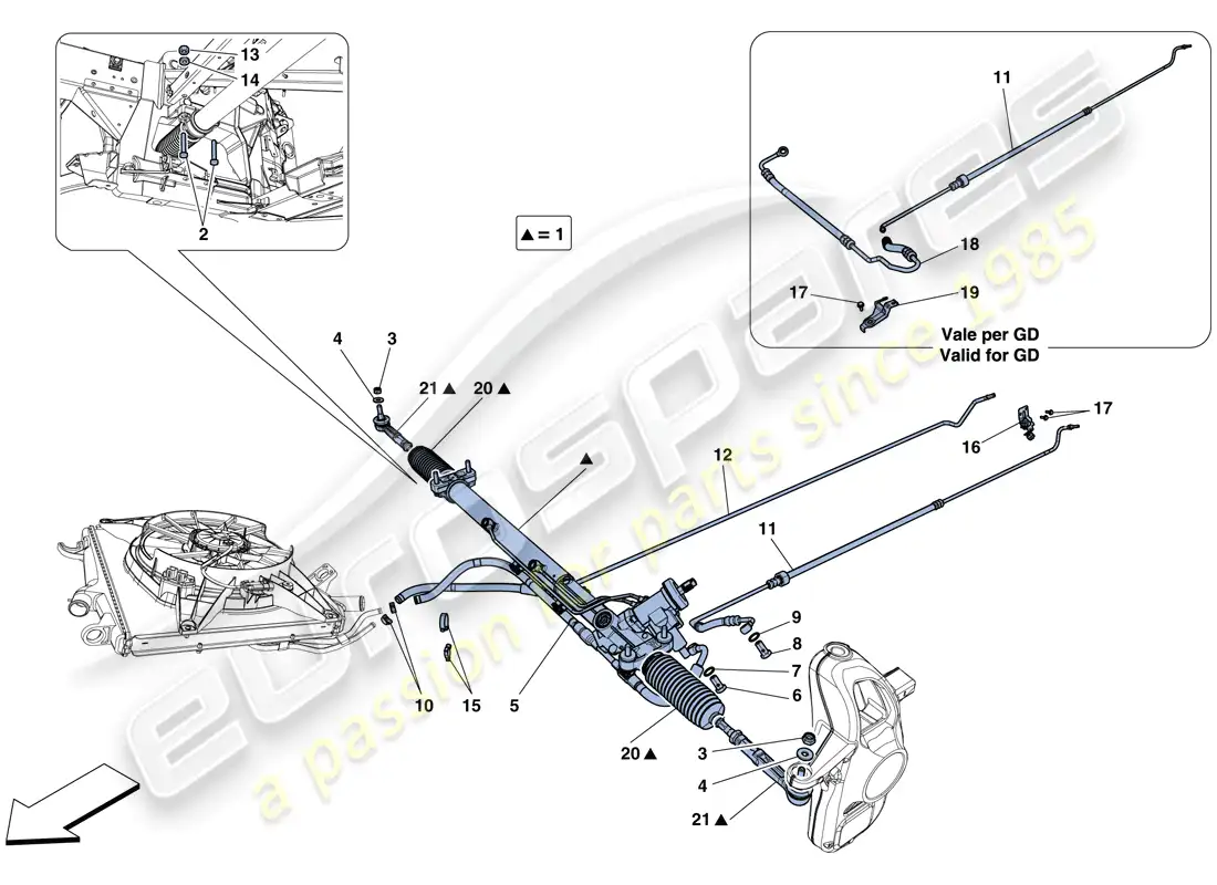 ferrari 458 speciale (rhd) hydraulic power steering box parts diagram