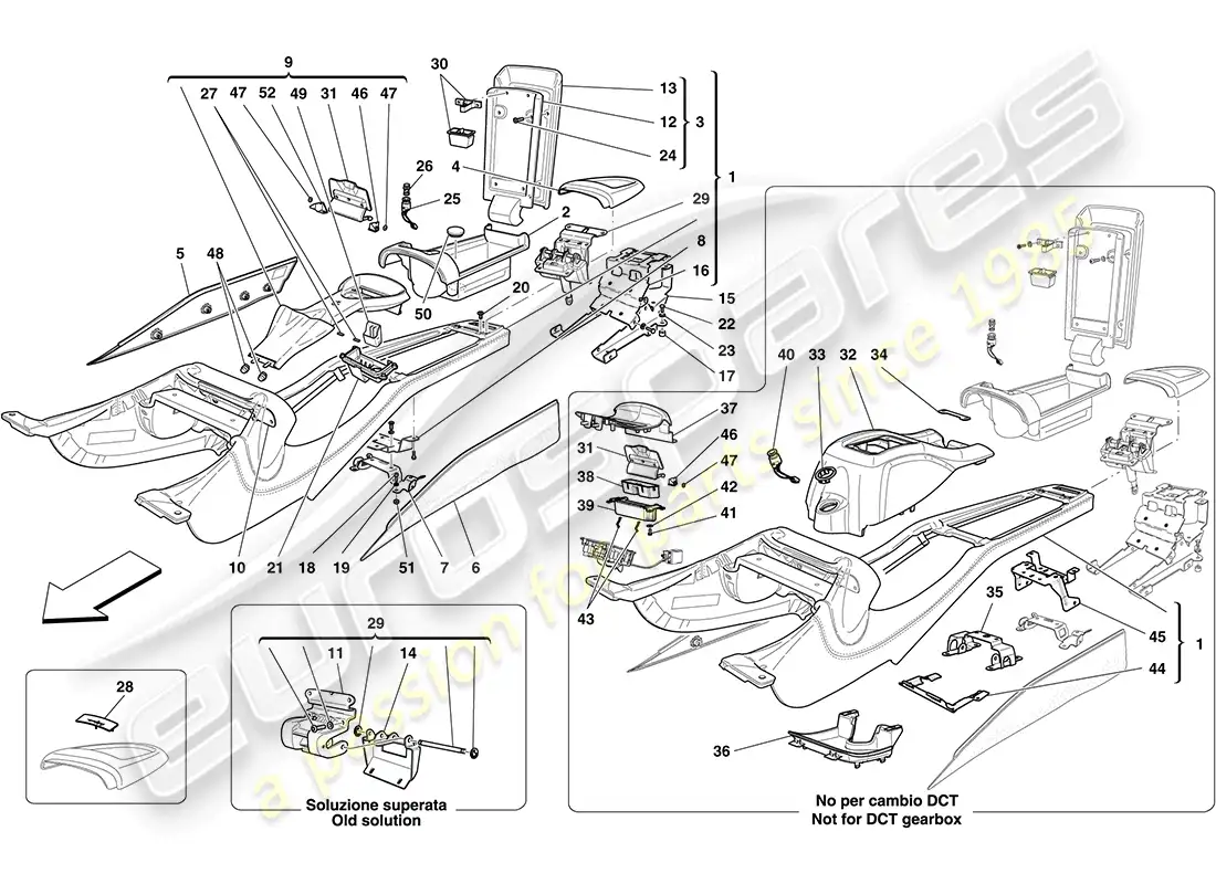 ferrari california (europe) centre tunnel and accessory unit parts diagram