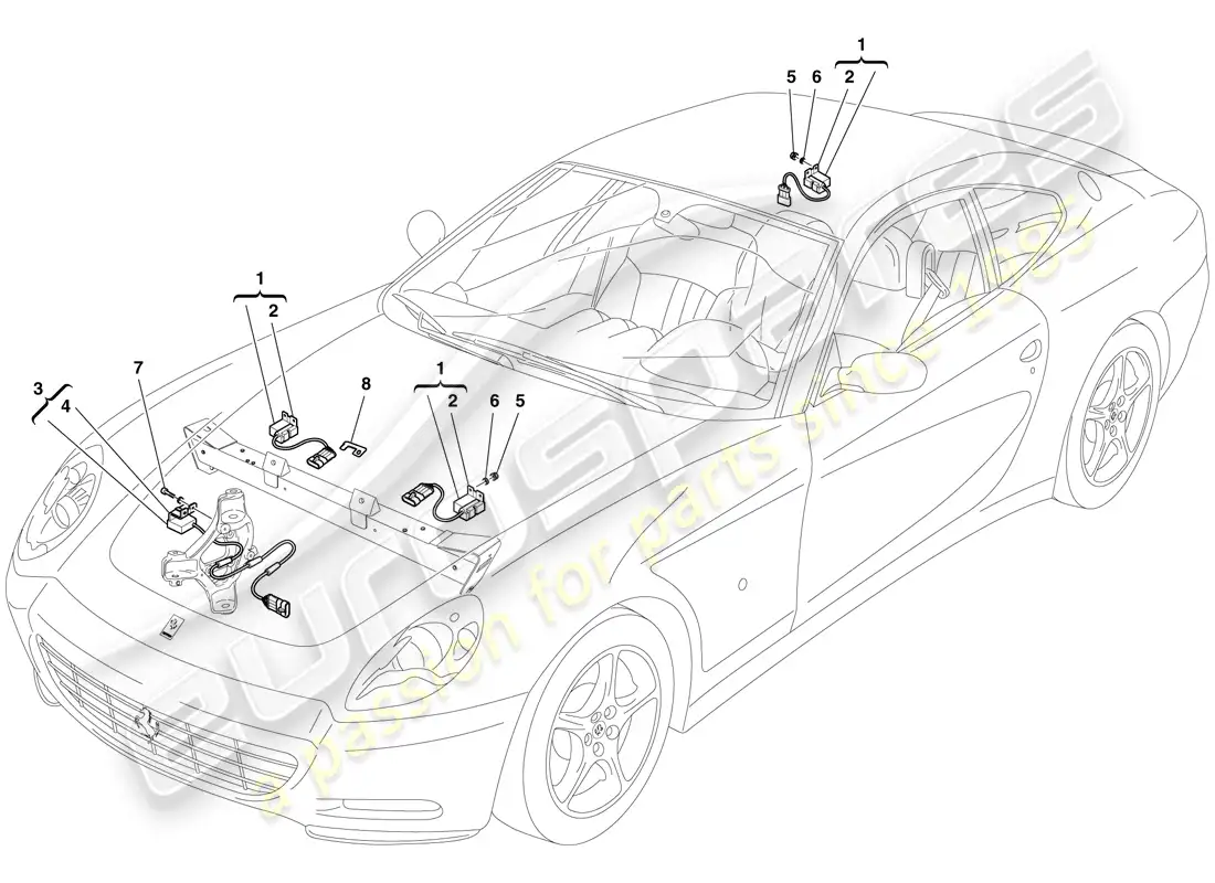 ferrari 612 sessanta (europe) acceleration sensors parts diagram