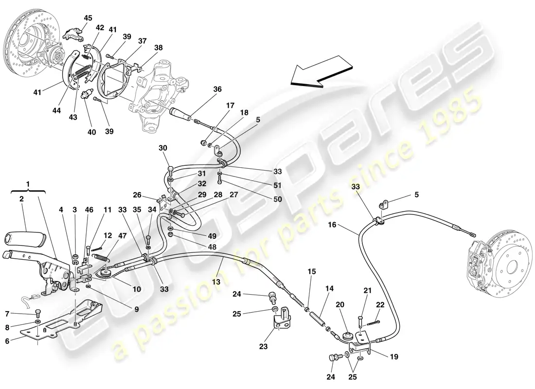 ferrari 599 sa aperta (rhd) parking brake control parts diagram