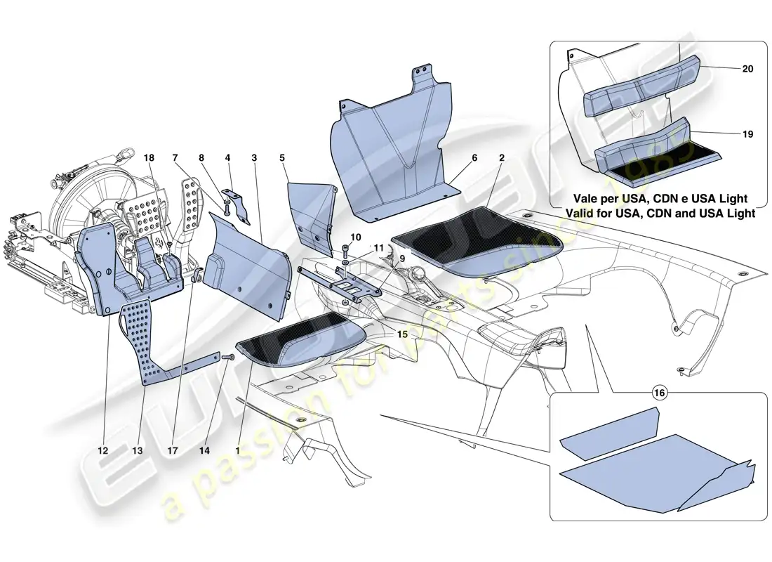 ferrari laferrari aperta (europe) passenger compartment mats parts diagram