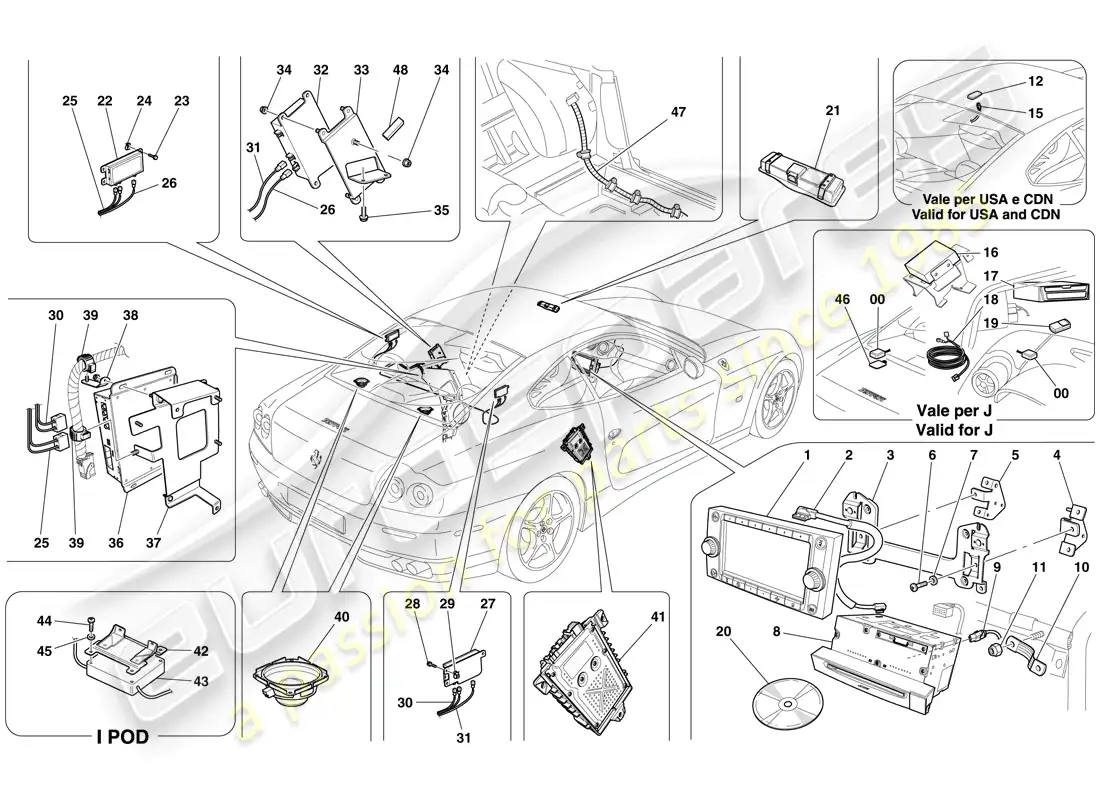 ferrari 612 sessanta (europe) audio system - enhanced version parts diagram