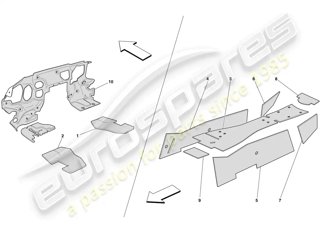 ferrari 599 sa aperta (rhd) passenger compartment insulation parts diagram