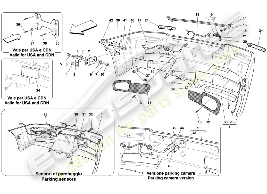 ferrari 612 sessanta (rhd) rear bumper parts diagram