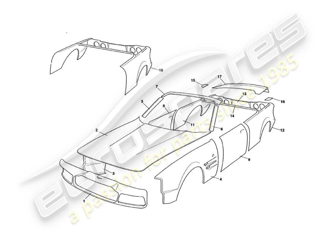 a part diagram from the aston martin v8 volante (1998) parts catalogue