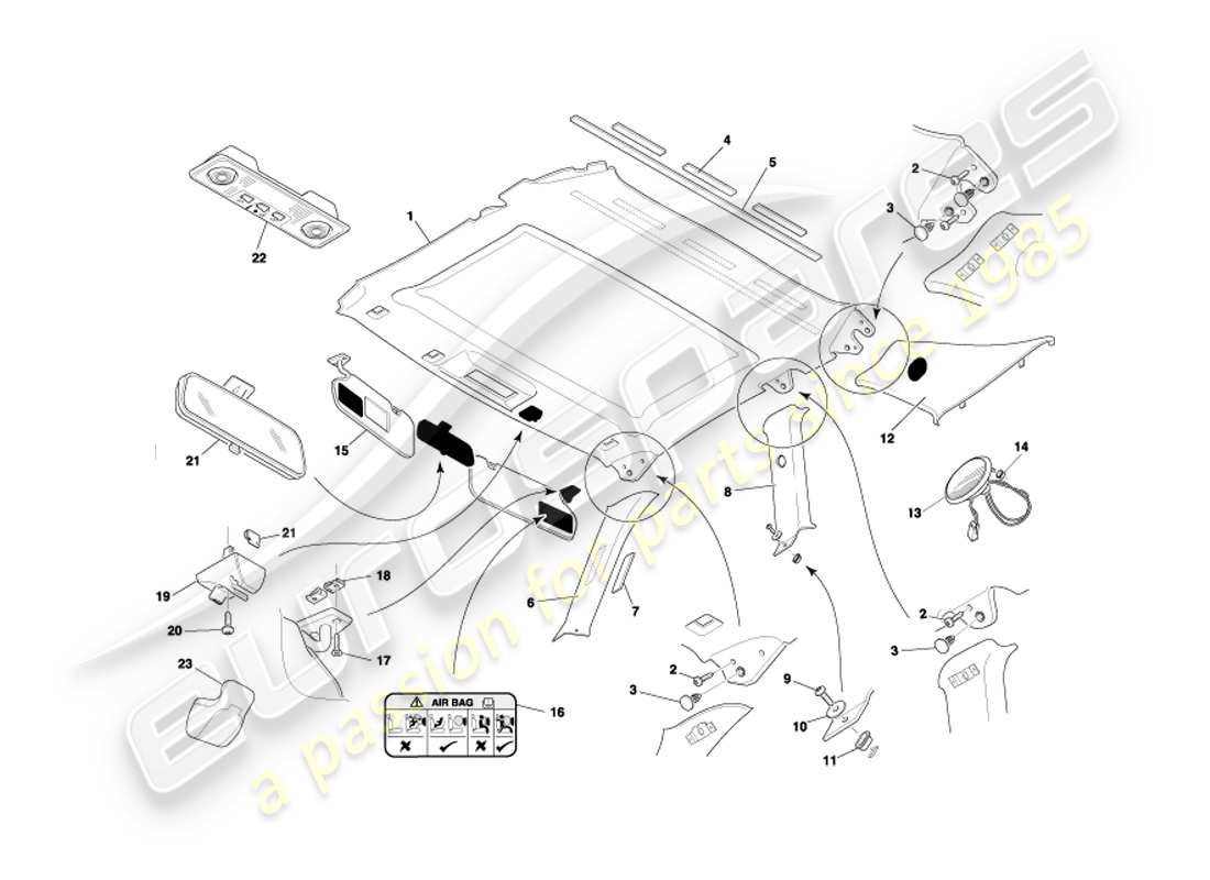a part diagram from the aston martin db7 parts catalogue