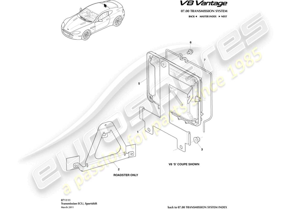 a part diagram from the aston martin vantage gt8 parts catalogue