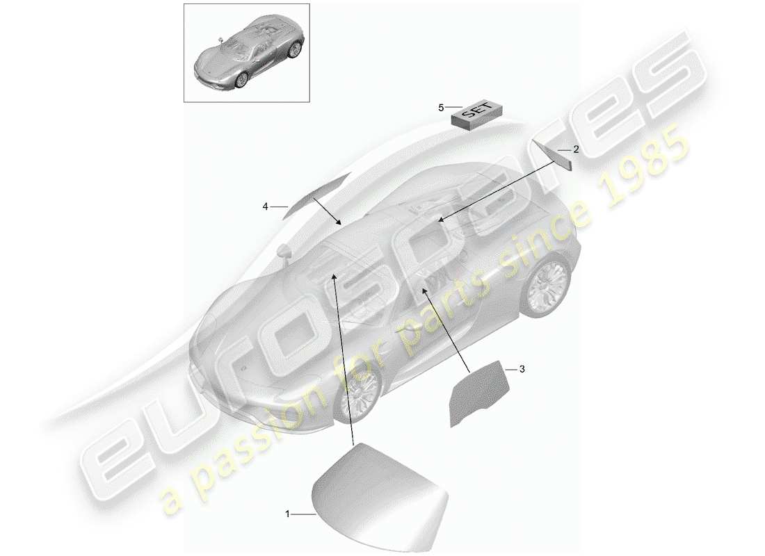 a part diagram from the porsche 918 spyder parts catalogue