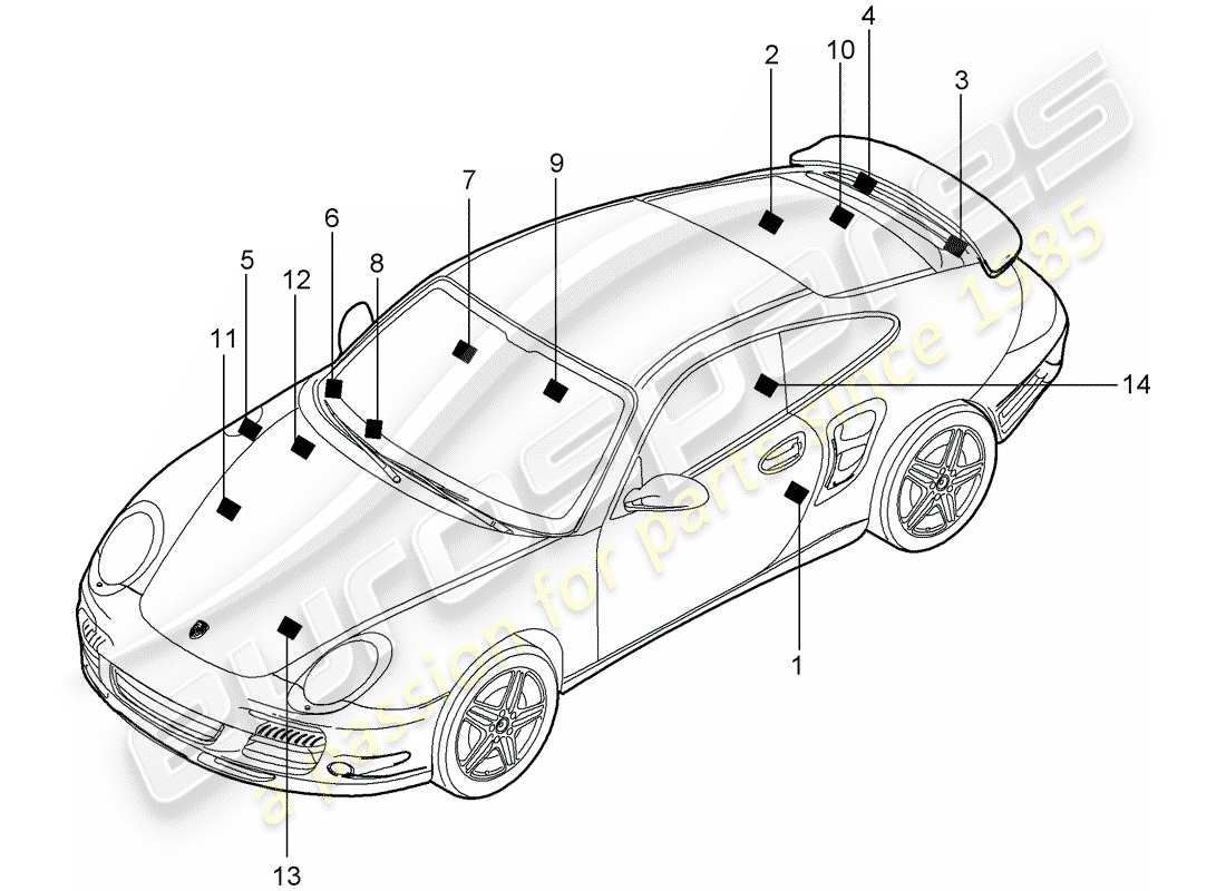 VIEW PARTS DIAGRAMS FROM THE PORSCHE 997 PARTS CATALOGUE a part diagram from the porsche 997 parts catalogue
