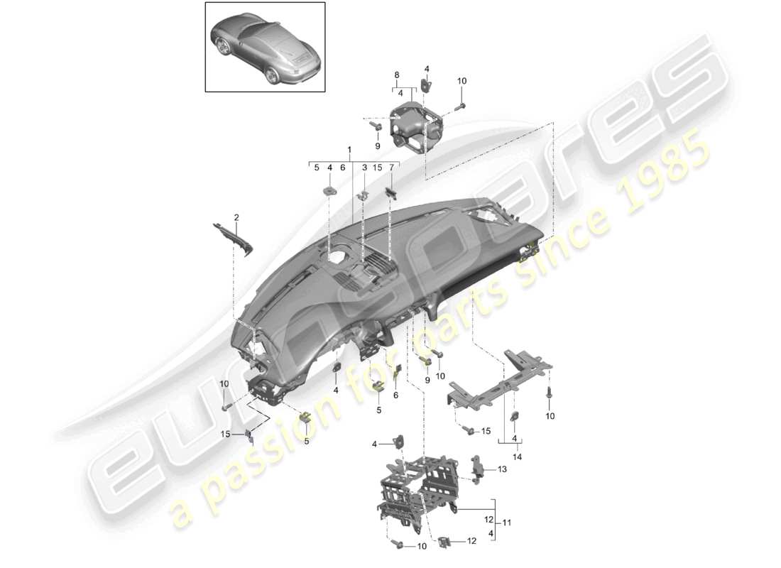 a part diagram from the porsche 2015 (991-1) parts catalogue