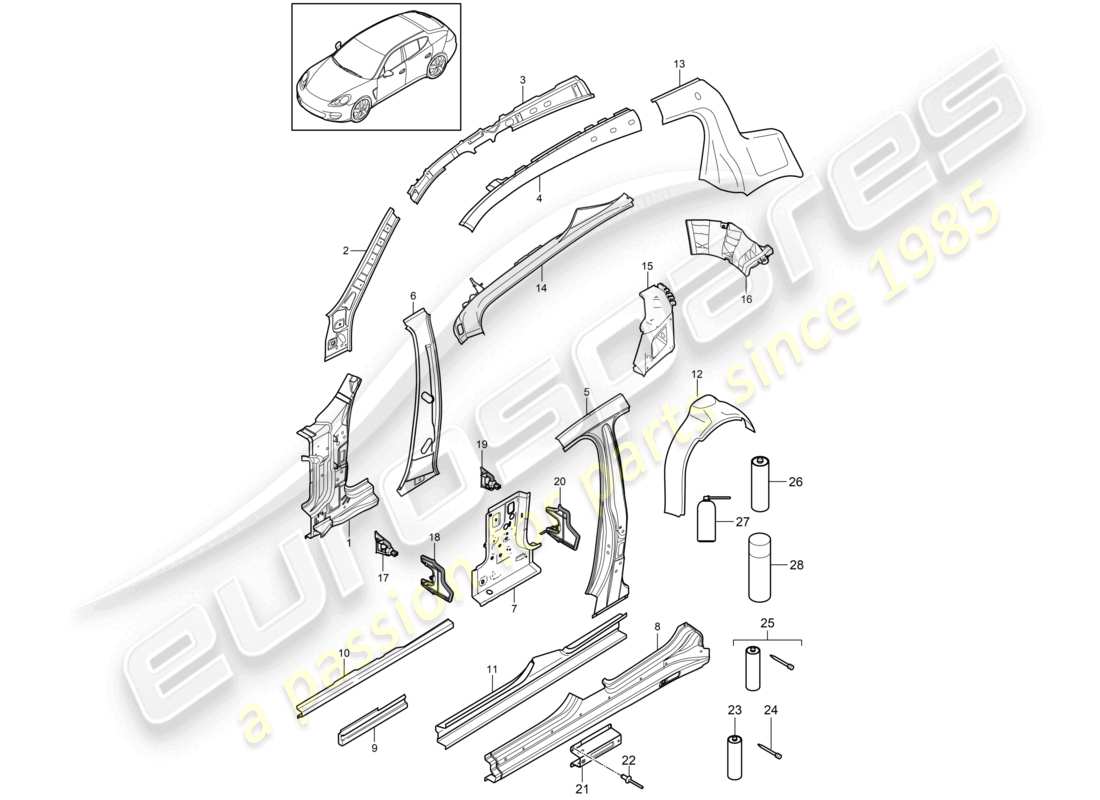 a part diagram from the porsche 2011 (panamera 970) parts catalogue
