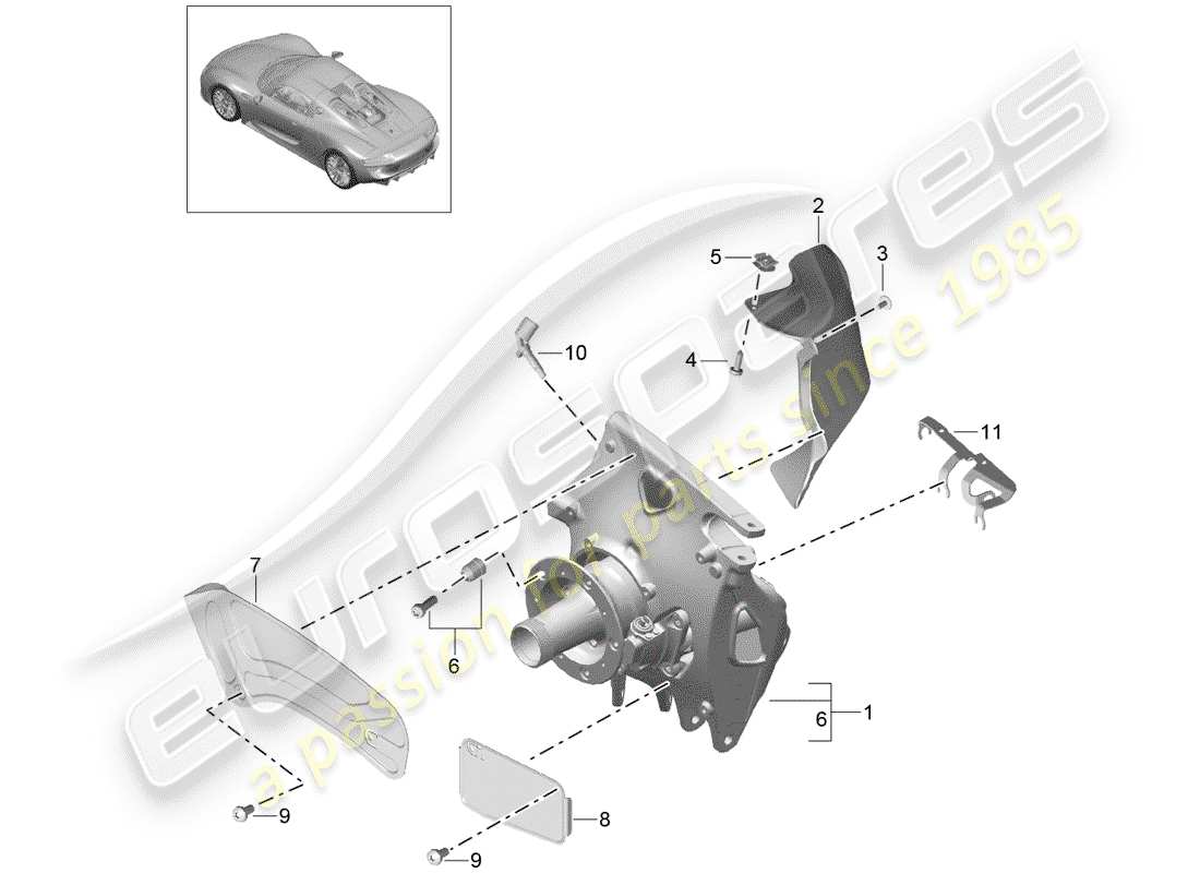 a part diagram from the porsche 918 spyder parts catalogue