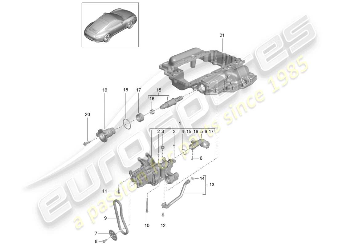 a part diagram from the porsche 991 parts catalogue