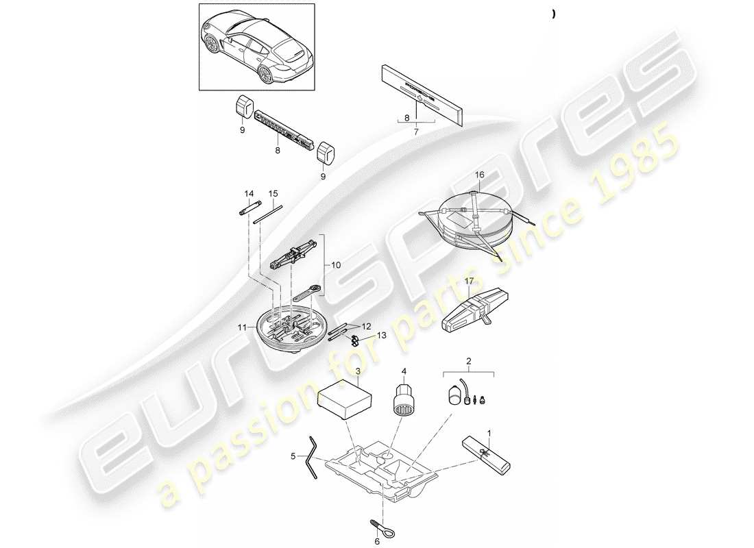 porsche 2011 (panamera 970) tool part diagram