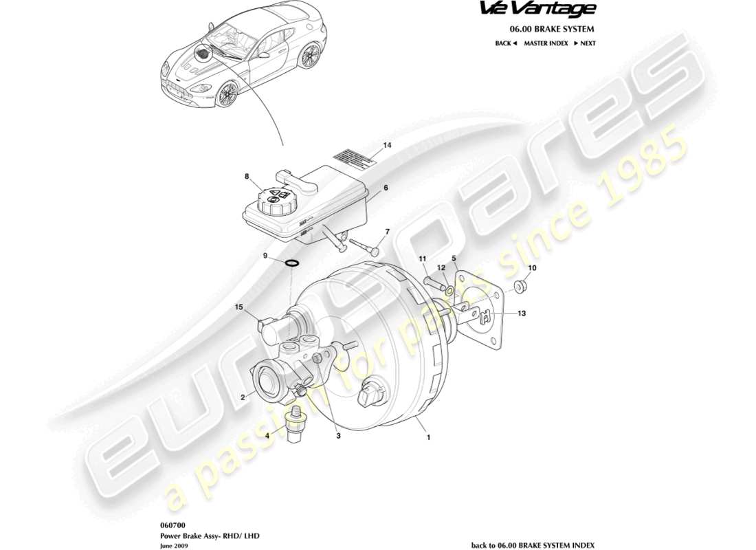 a part diagram from the aston martin v12 vantage (2011) parts catalogue