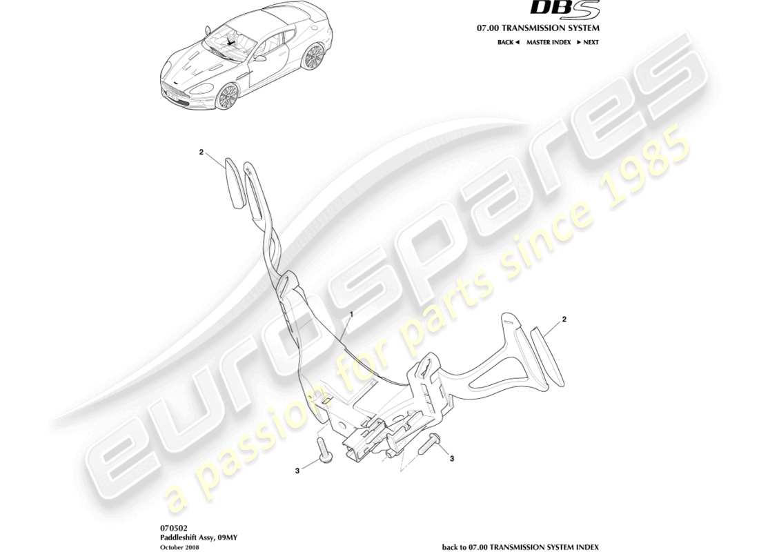 VIEW PARTS DIAGRAMS FROM THE ASTON MARTIN DBS PARTS CATALOGUE a part diagram from the aston martin dbs parts catalogue