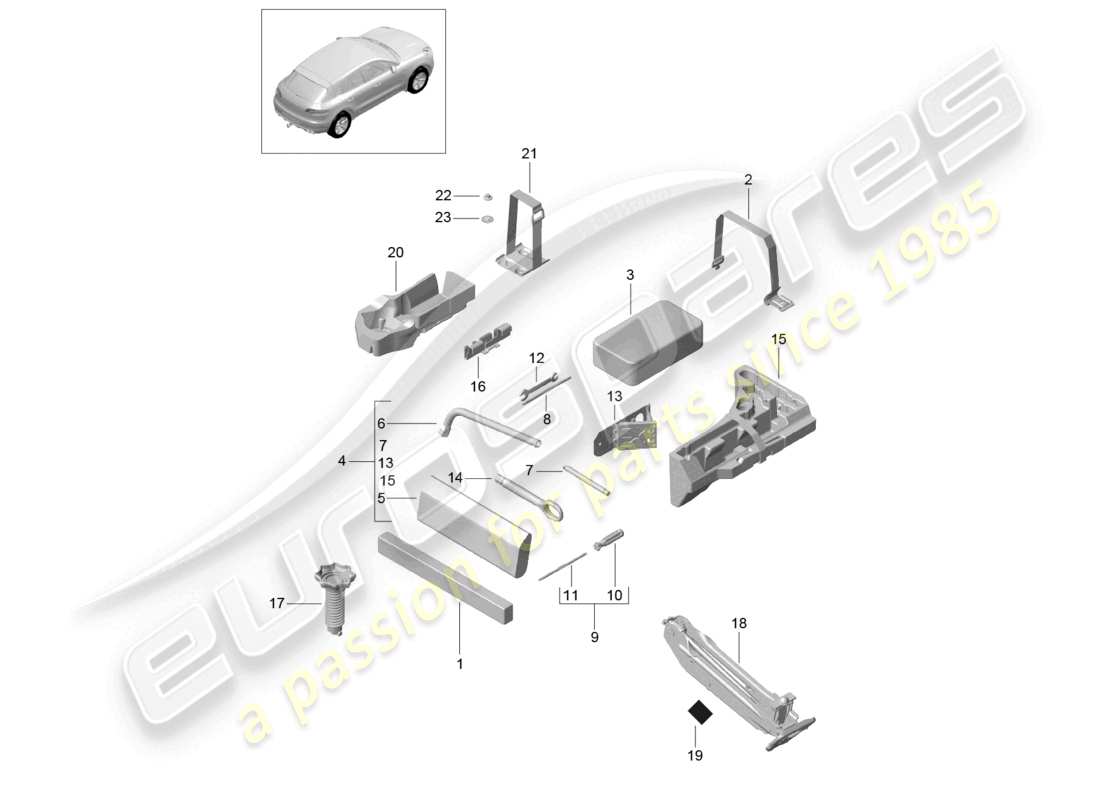 a part diagram from the porsche 2018 (macan) parts catalogue