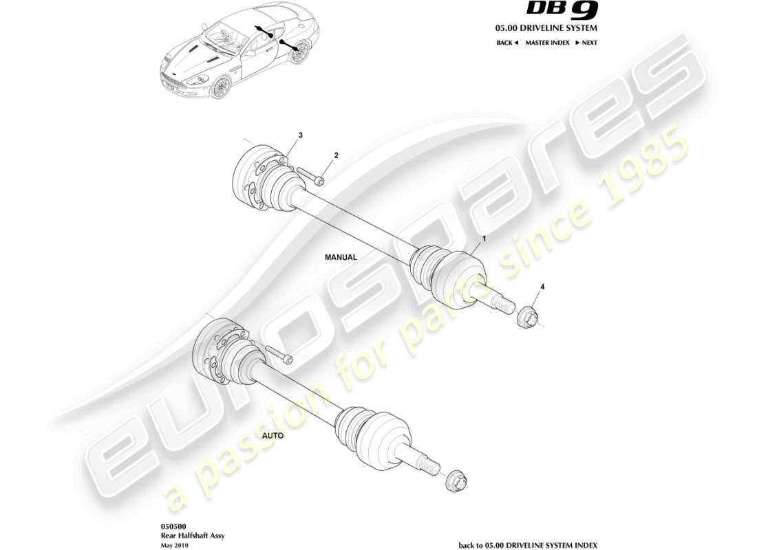 a part diagram from the aston martin db9 (2011) parts catalogue