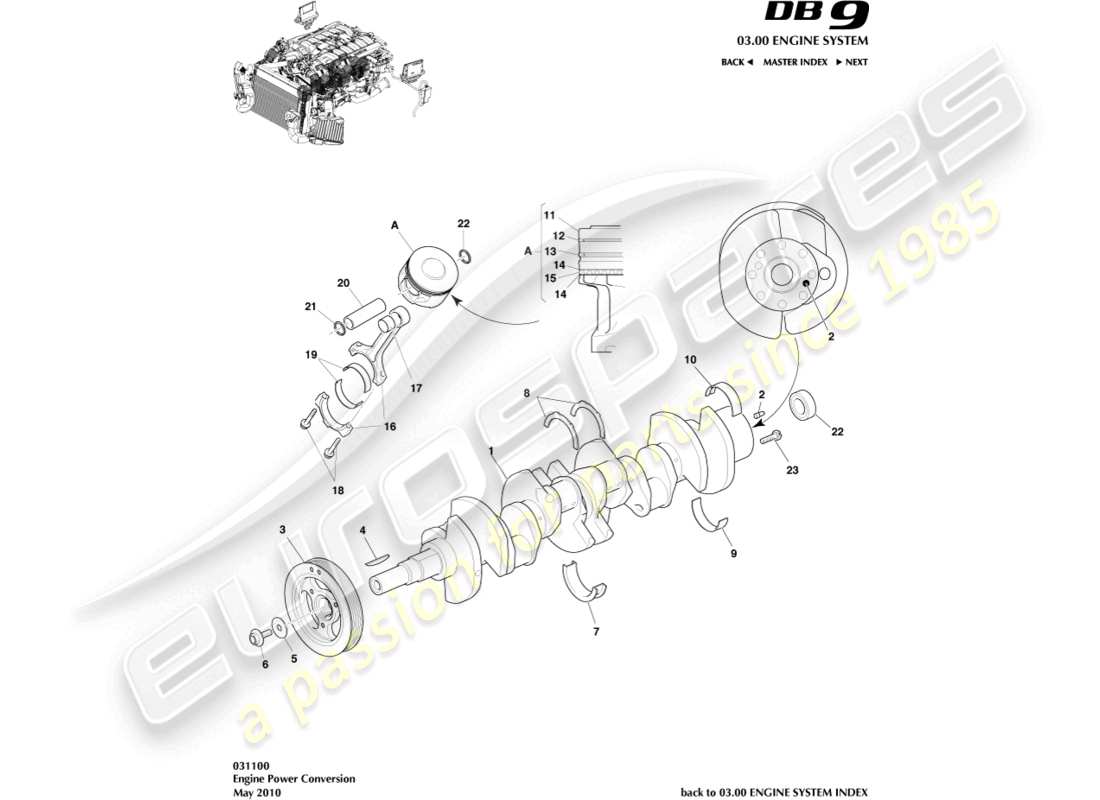 a part diagram from the Aston Martin DB9 (2012) parts catalogue
