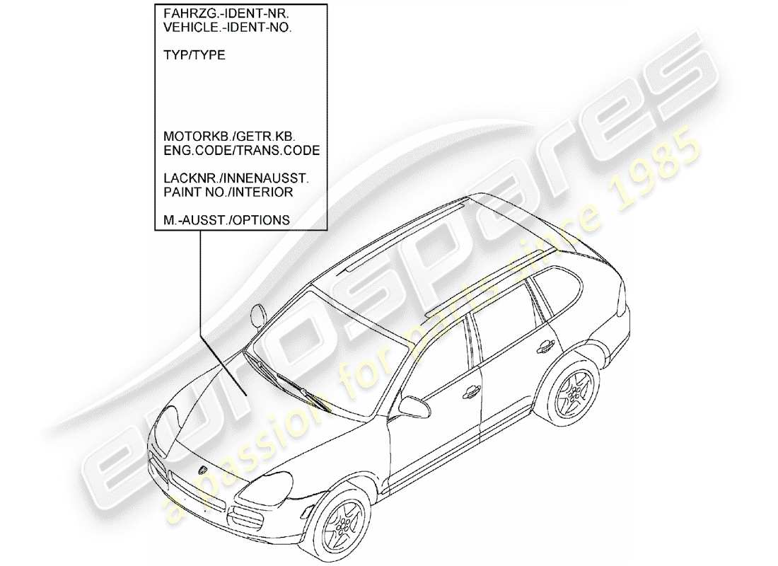 a part diagram from the porsche 2004 (cayenne e1 9pa) parts catalogue