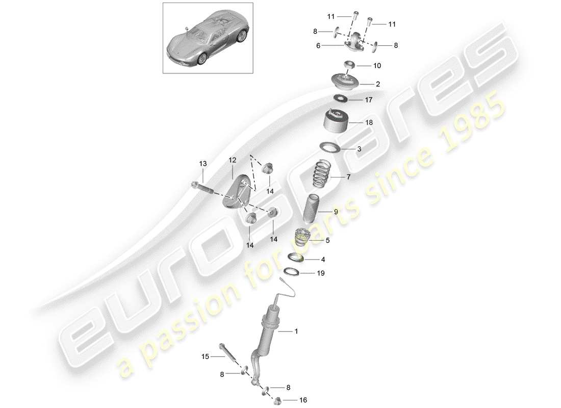 a part diagram from the porsche 918 spyder parts catalogue