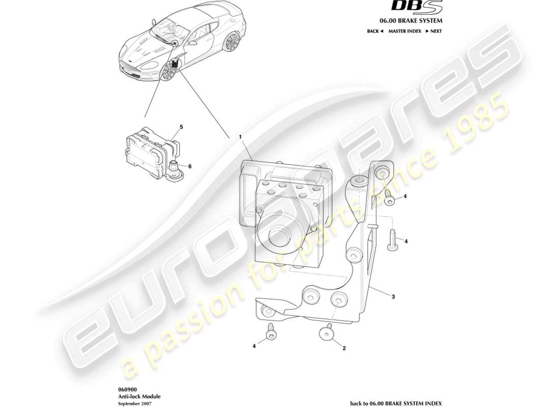 a part diagram from the aston martin dbs parts catalogue