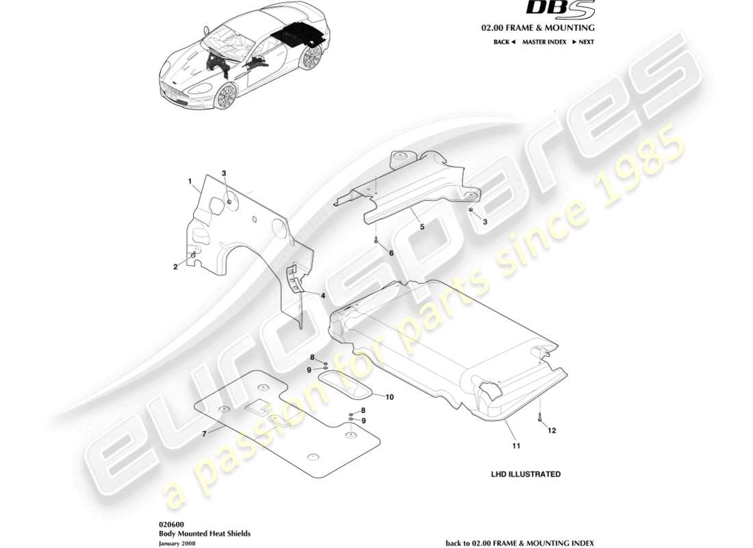 a part diagram from the aston martin dbs parts catalogue