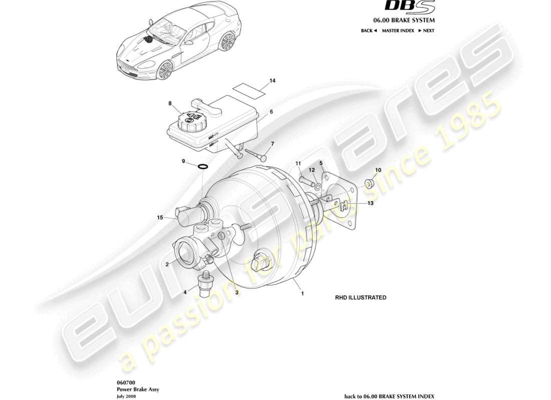 a part diagram from the aston martin dbs parts catalogue