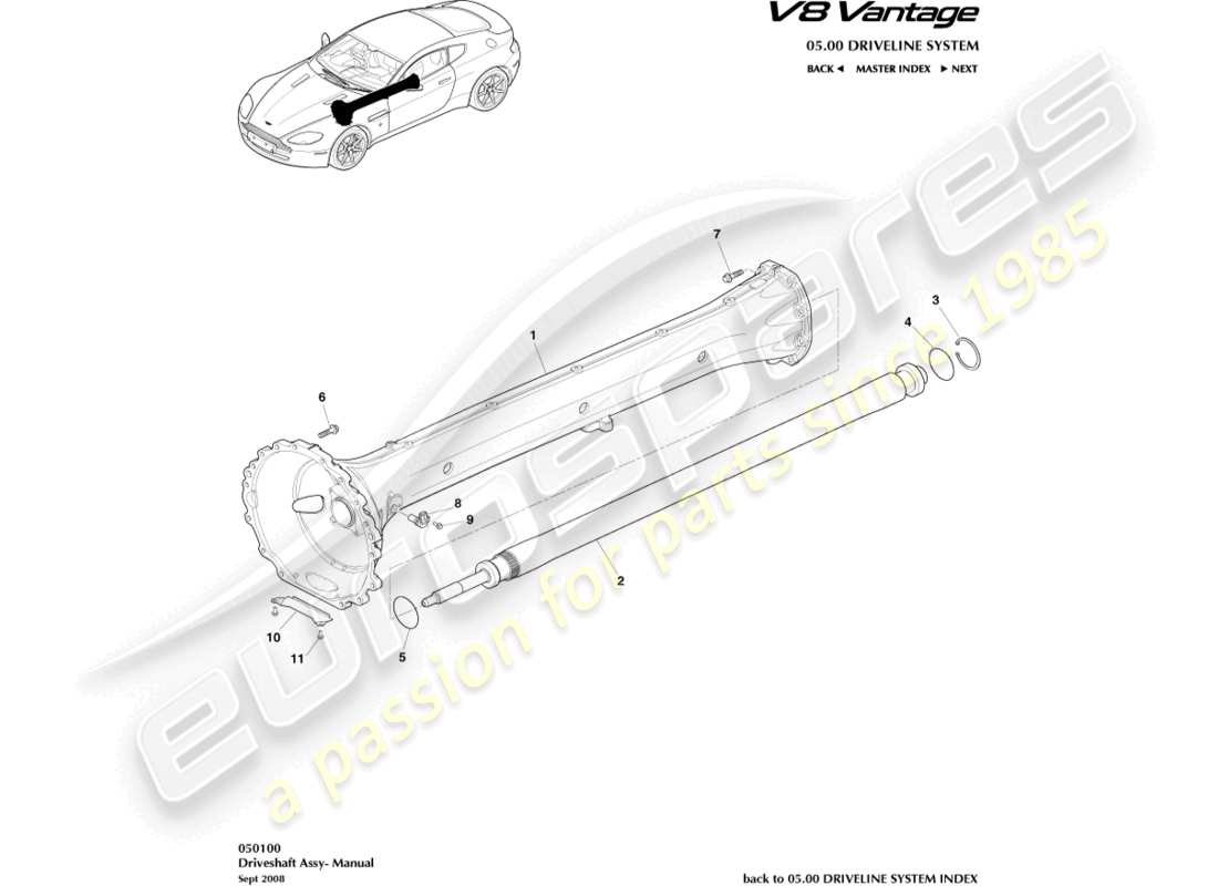 a part diagram from the aston martin v8 vantage (2013) parts catalogue