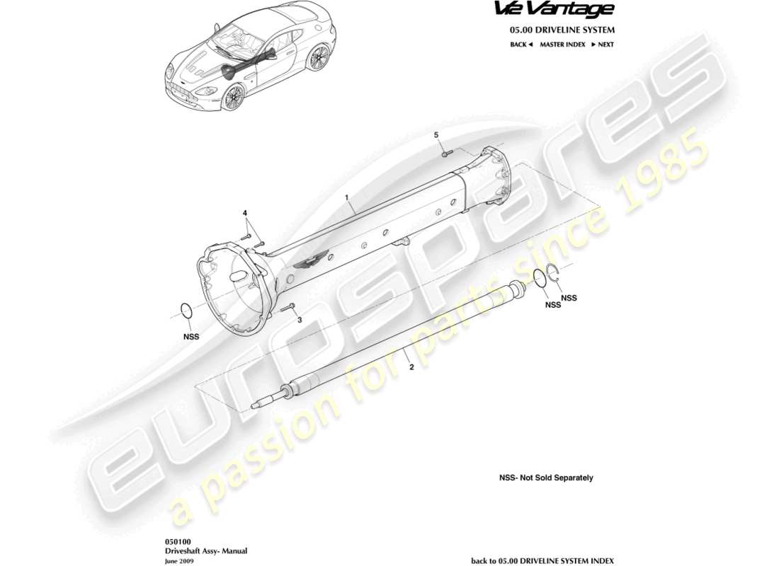 a part diagram from the aston martin v12 vantage (2010) parts catalogue