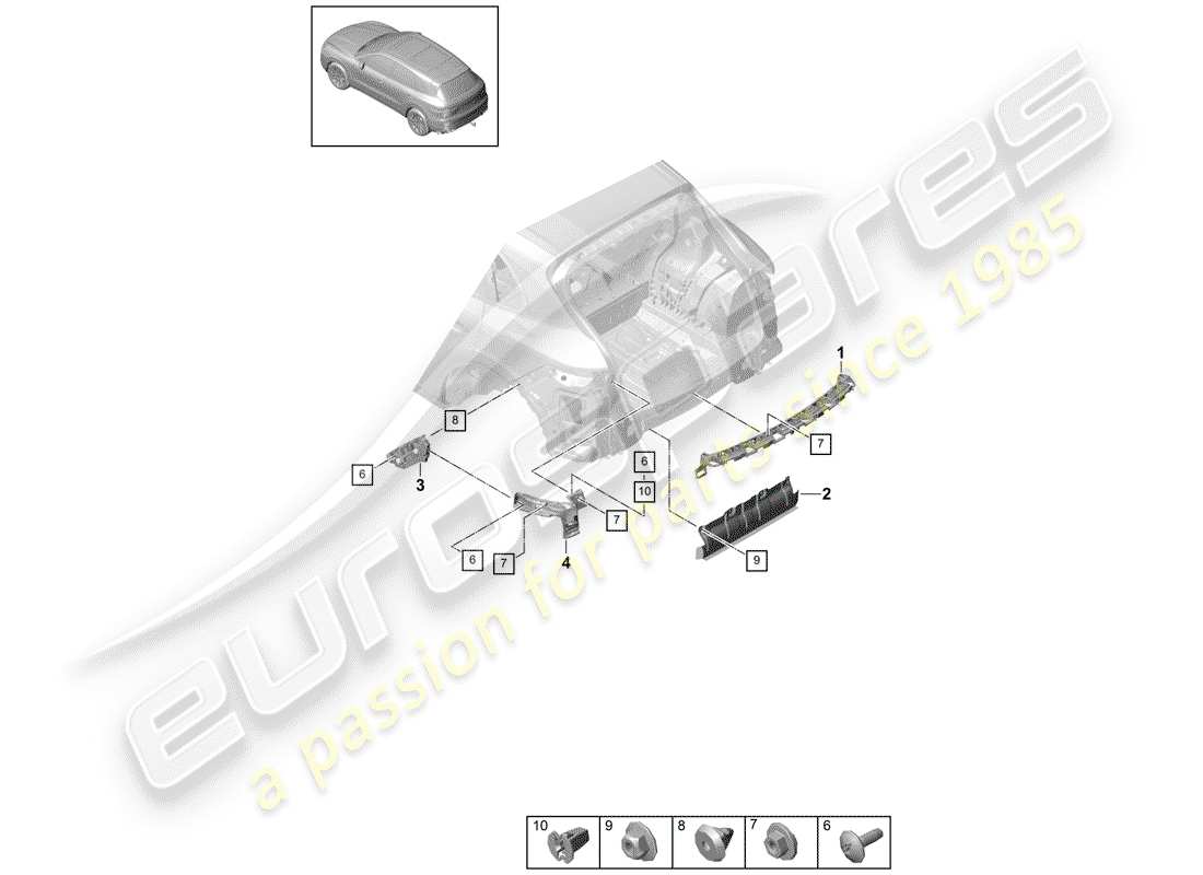 porsche 2018 (cayenne e3 9ya/9yb) fasteners part diagram