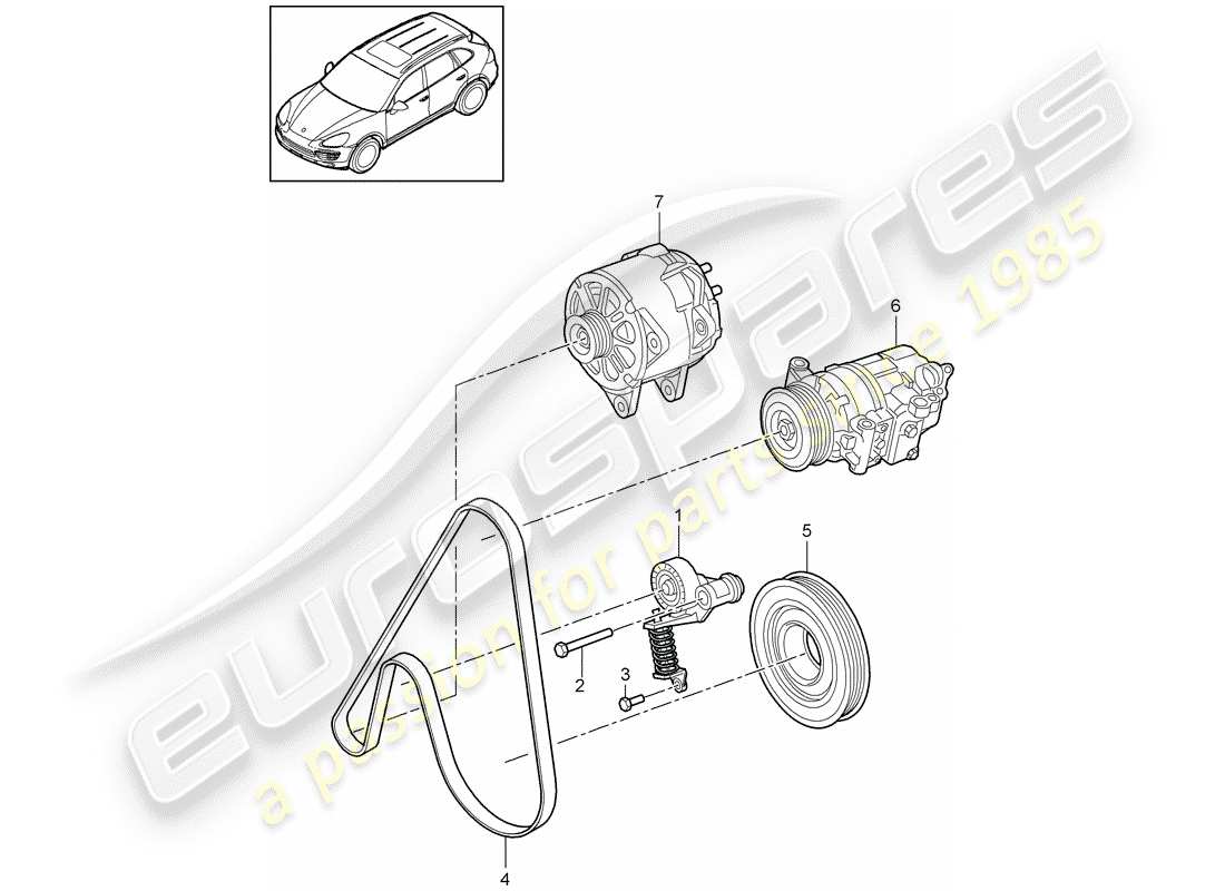 porsche 2017 (cayenne e2 92a) belt tensioner part diagram