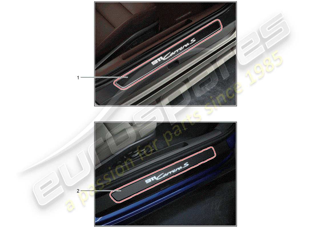 porsche 2013 (tequipment 98x/99x) scuff plate - sill panel part diagram