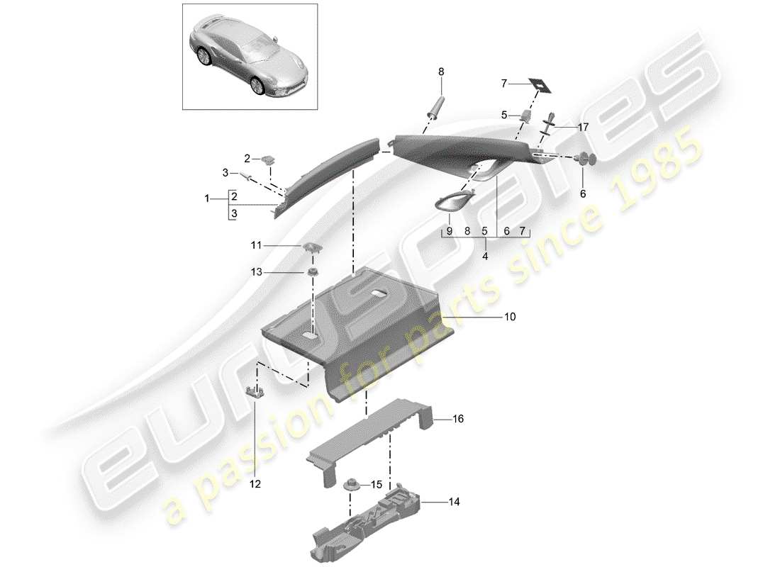 porsche 2017 (991-2 turbo) trims part diagram