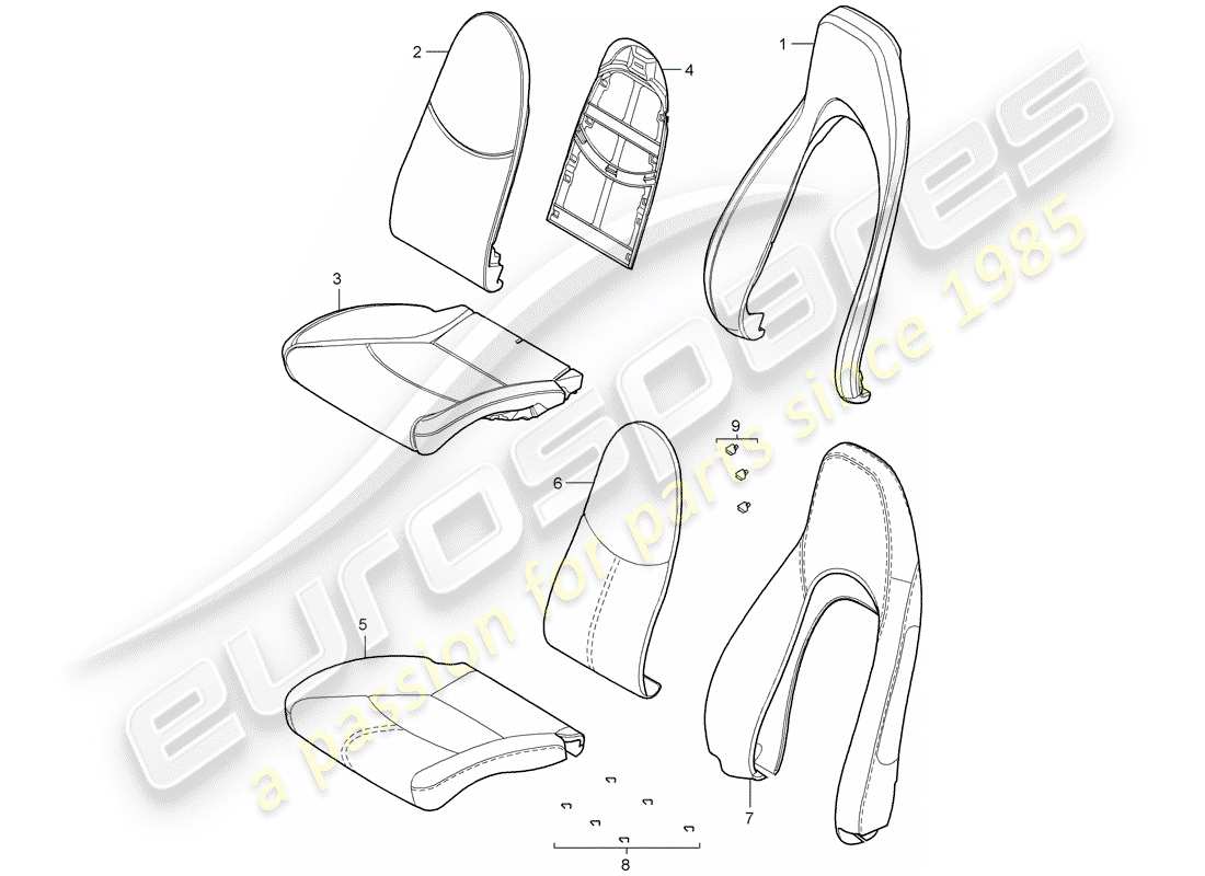 porsche 2008 (987 cayman) foam part part diagram