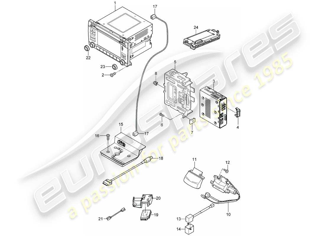 porsche 2010 (cayenne e1 9pa) radio unit part diagram