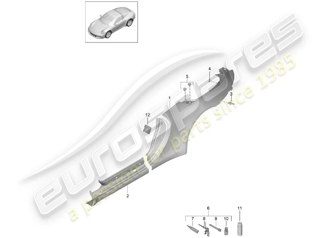 porsche 991 gen. 2 (2019) side panel parts diagram