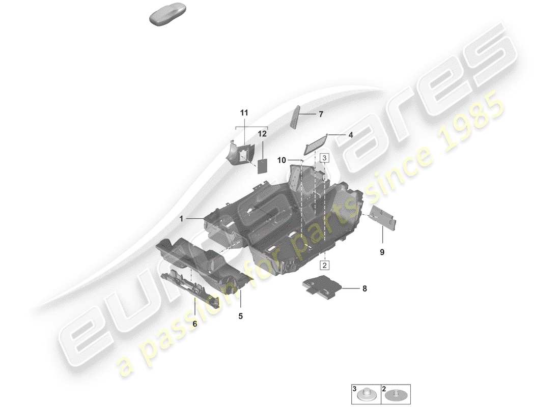 porsche 2019 (992-1) flooring (carpet) part diagram