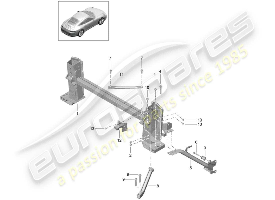 porsche 991 (2013) retaining frame part diagram