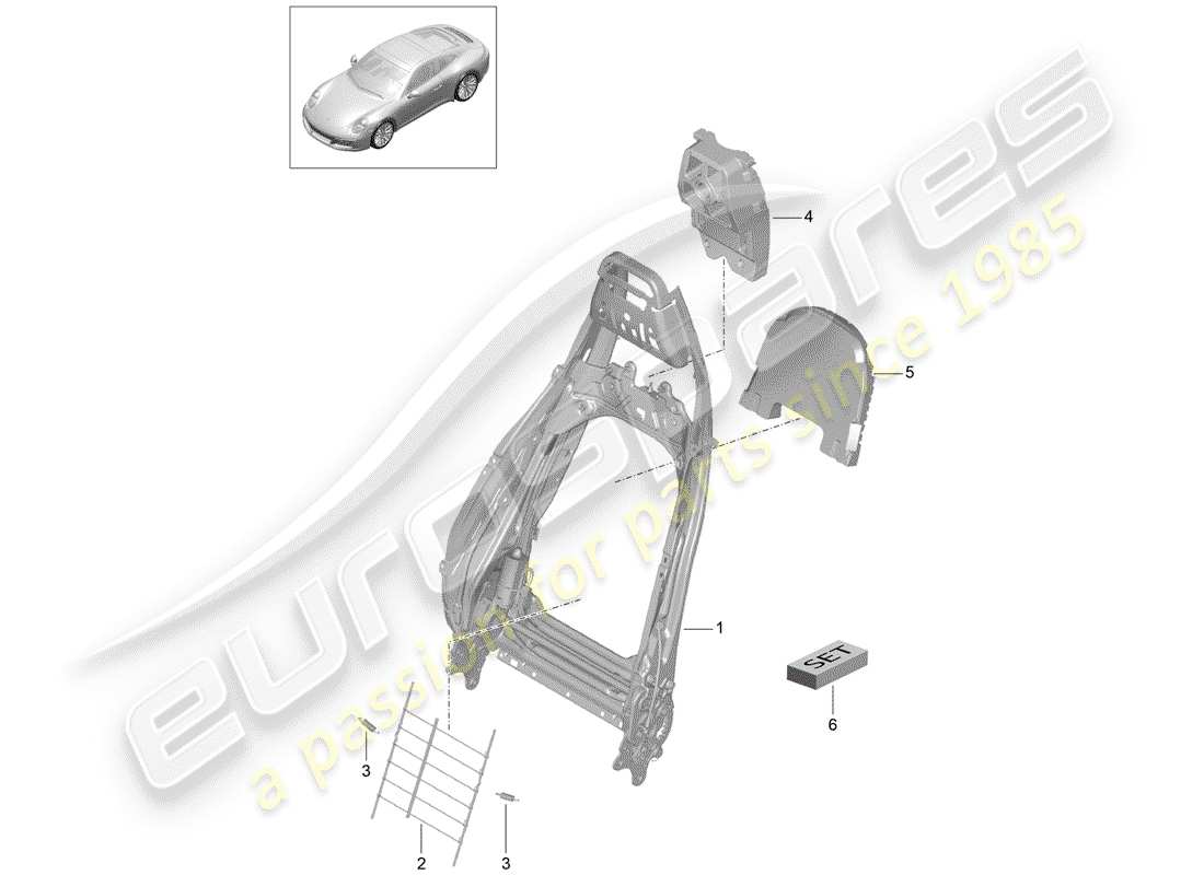 porsche 991 gen. 2 (2019) frame - backrest part diagram