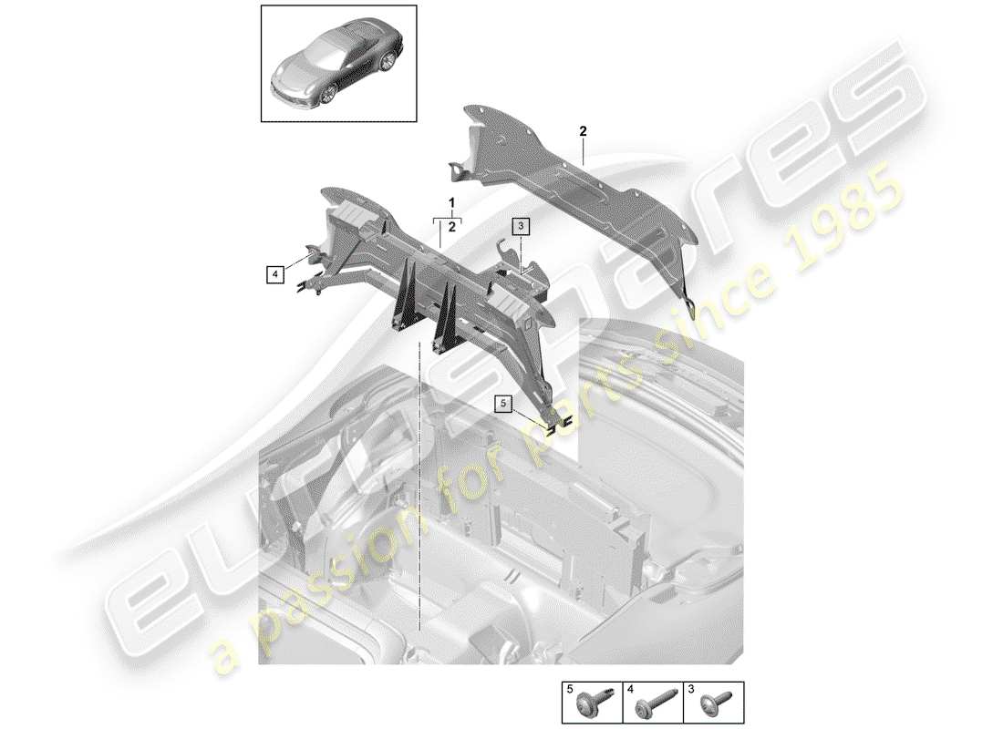 porsche 2020 (991-2 r/gt3/rs) cross member part diagram