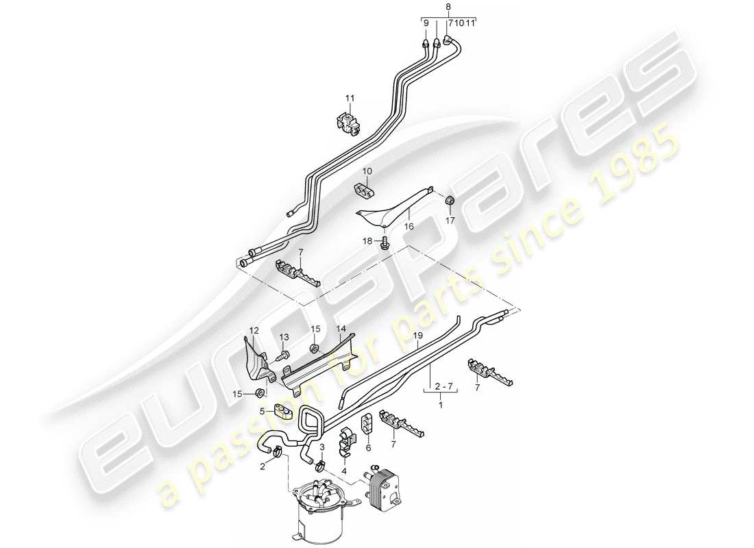 porsche 2008 (cayenne e1 9pa) fuel system part diagram