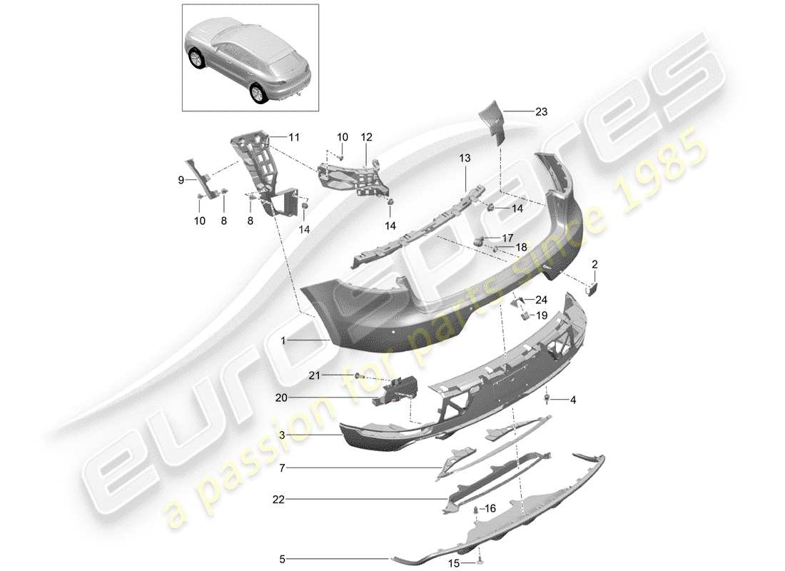 porsche macan (2018) bumper part diagram